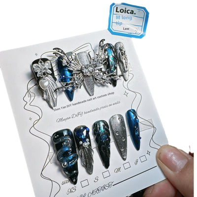Uñas de Lujo 3D Loica Estilo Dark Hot Girl con Cristales Brillantes - Image 4
