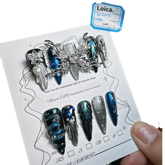 Uñas de Lujo 3D Loica Estilo Dark Hot Girl con Cristales Brillantes - Image 4