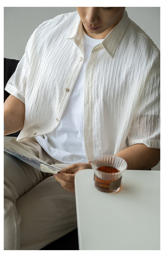 Camisa de Negocios Manga Corta para Hombre con Cuello Clásico - Image 19