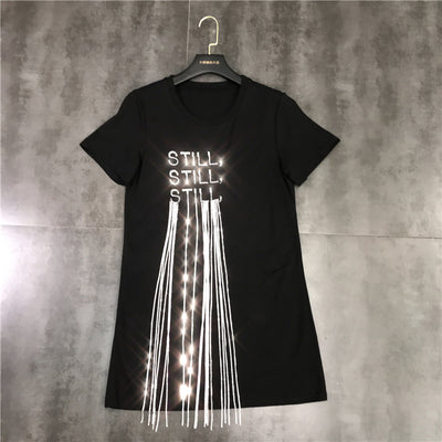 Playera Midi con Strass y Cadena Fringe para Mujer - Image 18