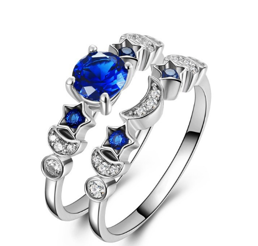Anillo de Luna Azul Compromiso - Diseño Europeo Piedra Gema Incrustada - Image 5