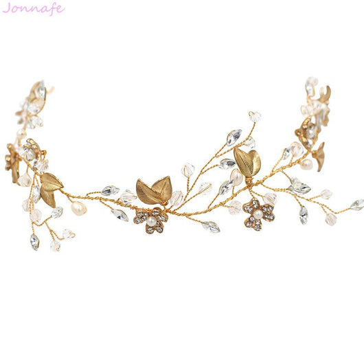 Diadema Nupcial Ramas de Cristal con Hojas Doradas - Diseño Elegante Natural - Image 12