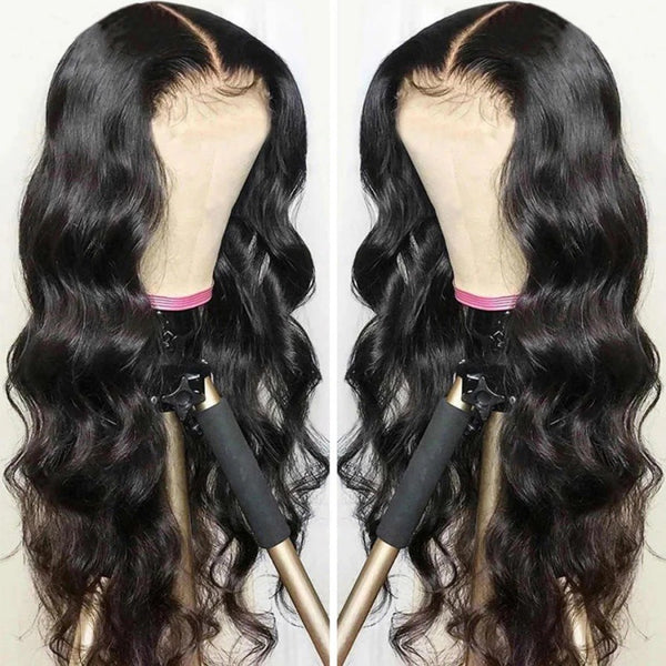 Peluca Larga Ondulada Negra con Volumen - Cabello Rizado Sintético