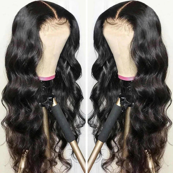 Peluca Larga Ondulada Negra con Volumen - Cabello Rizado Sintético