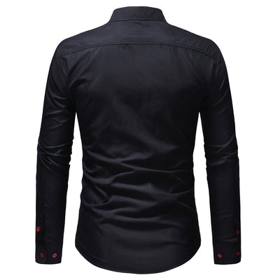 Camisa Casual para Hombre con Bordado y Estampado de Solapa Larga - Image 13