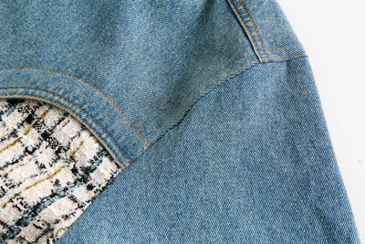 Chaqueta Denim Estilo Debutante Retro con Empalmes - Image 8