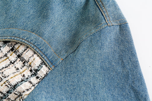 Chaqueta Denim Estilo Debutante Retro con Empalmes - Image 8