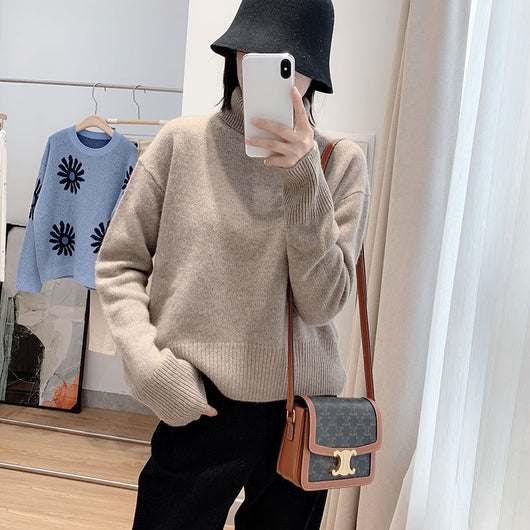 Suéter de cuello alto en cashmere premium