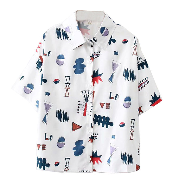 Camisa Estampada de Manga Corta