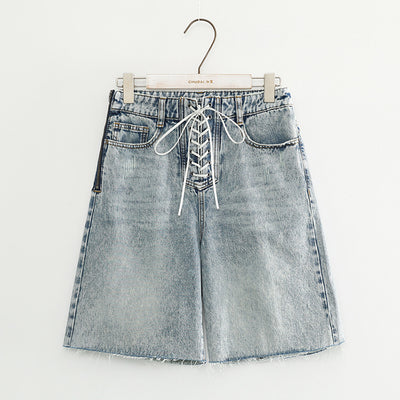 Shorts de Mezclilla Talle Alto con Tirantes para Mujer