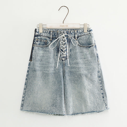 Shorts de Mezclilla Talle Alto con Tirantes para Mujer