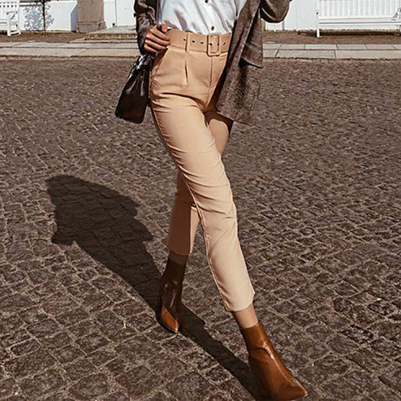 Pantalones Cintura Ajustable Estilo Europeo y Americano para Mujer