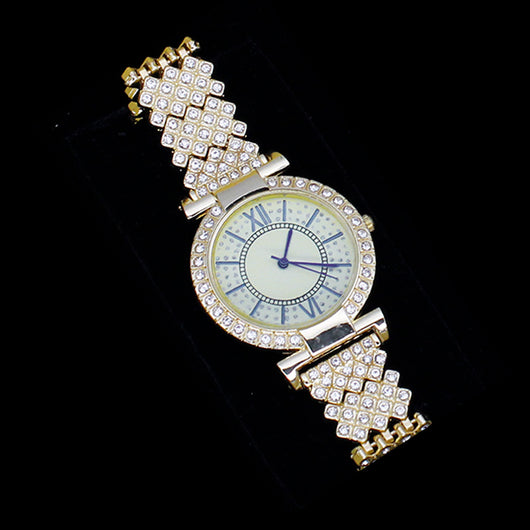 Reloj Mujer Diamantes Patrón Romano Lujo Ligero - Set Joya con Pulsera - Image 6