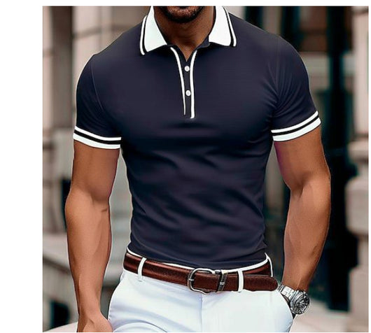 Polo Casual para Hombre con Detalle de Franja en Solapa - Image 11
