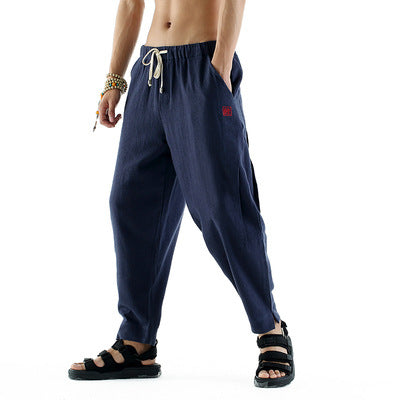 Pantalones harem sueltos de algodón y lino vintage - Image 15
