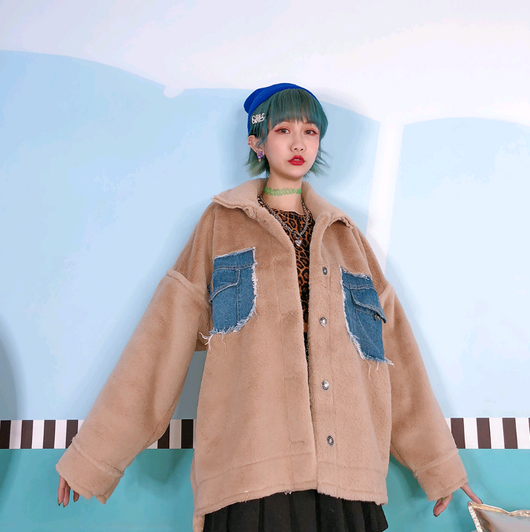 Cardigan Casual de Invierno para Mujer con Detalles de Piel y Solapa Denim - Image 17