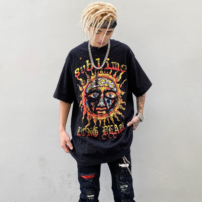 Playera Suelta Manga Corta Estilo Urbano