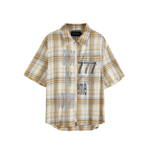 Camisa Cuadriculada Lavada con Borlas de Manga Corta - Image 6