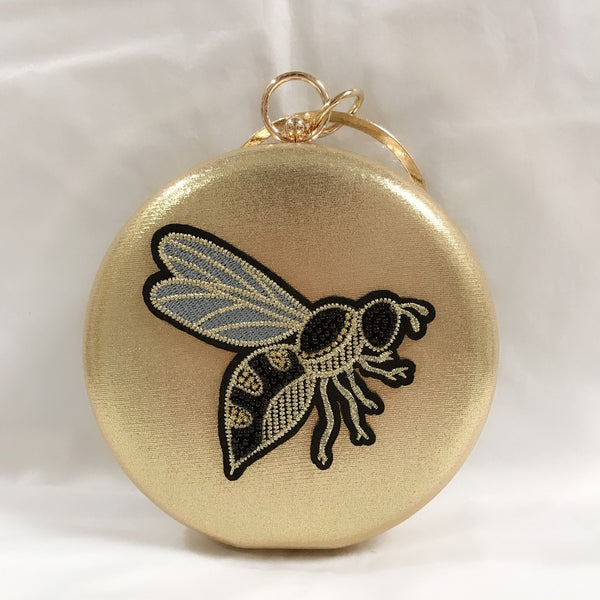 Cartera de Fiesta con Abalorios y Bordado de Abeja