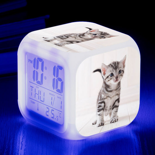 Reloj Despertador Cuadrado Multicolor para Gatos - Image 20