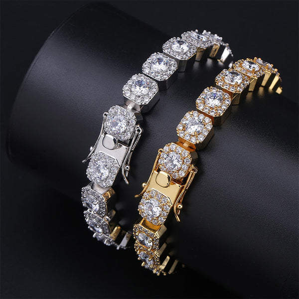 Pulsera de Flor de Ciruela con Zircón Redondo para Hombre