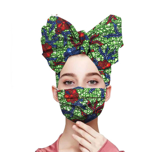 Turbante de Algodón con Estampado Africano Batik para Mujer