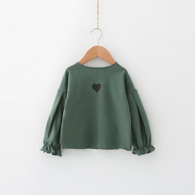Blusa Infantil Coreana con Mangas Voluminosas y Estampado de Amor - Image 8