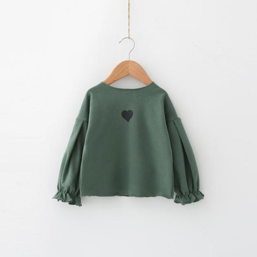 Blusa Infantil Coreana con Mangas Voluminosas y Estampado de Amor - Image 8
