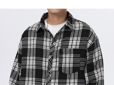 Camisa Casual Retro Cuadros para Hombre - Corte Holgado Primavera Otoño - Image 31