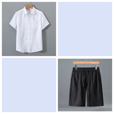 Conjunto de Shorts y Camisa de Lino para Hombre - Outfit Veraniego Ligero y Cómodo - Image 20