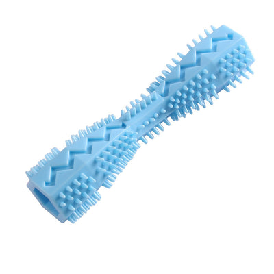 Pink textured dog chew toy with nubs and ridges for teeth cleaning, designed like a stick with a hollow center. - Image 9