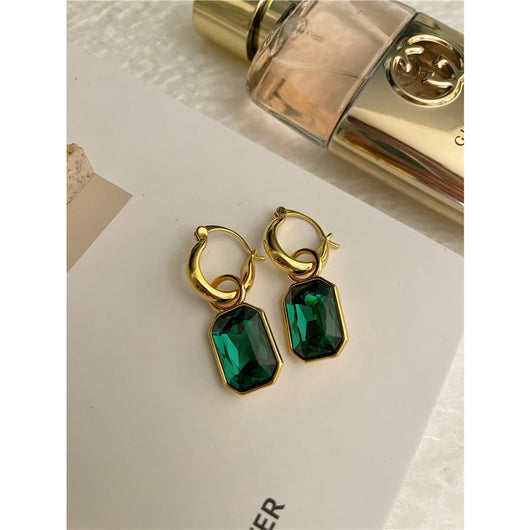 Aretes Vintage de Bronce Antiguo con Piedra - Estilo Pastoral Francés para Mujer - Image 3