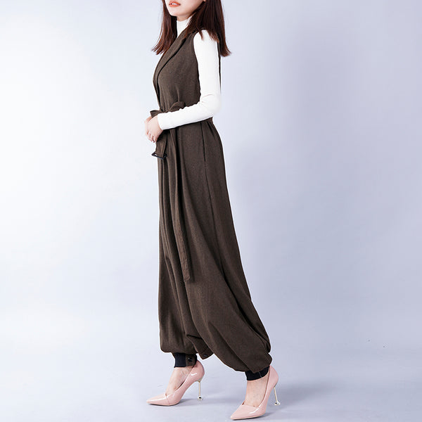 Mono Overol de Lana Talla Grande Suelto Estilo Tweed