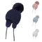 Gorro Tejido Liso con Pompón Peludo Extragrande