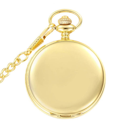 Reloj de Bolsillo Clásico Retro Dorado Pulido Doble Cara