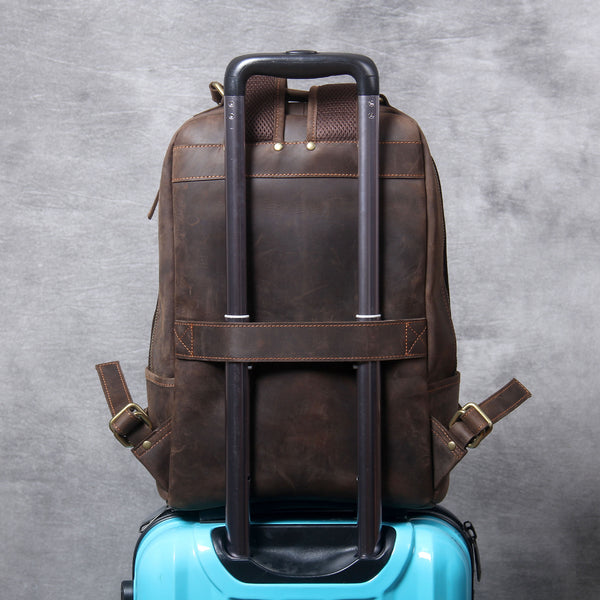 Mochila de Cuero Crazy Horse Estilo Retro para Hombre