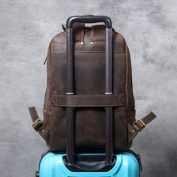 Mochila de Cuero Crazy Horse Estilo Retro para Hombre