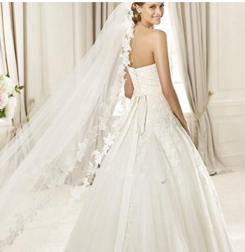 Velo de Novia Elegante de Una Capa - Image 3