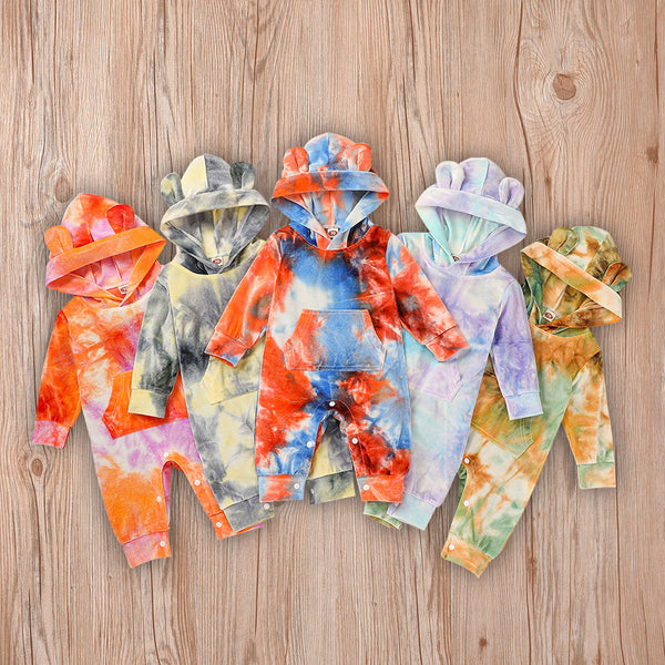 Jumpsuit Tie Dye con Capucha para Bebés y Niños