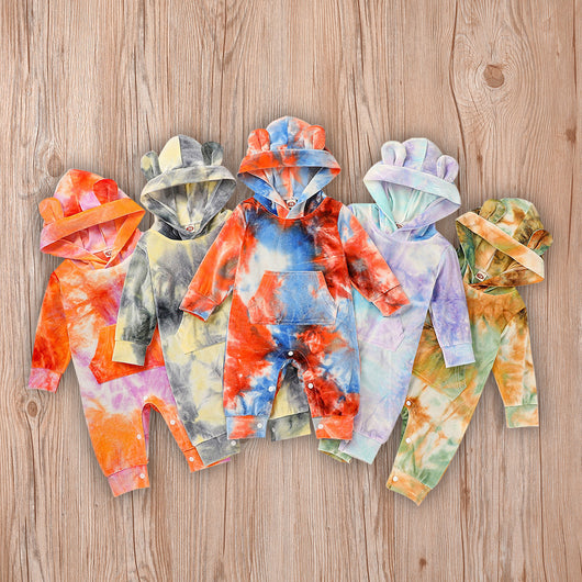Jumpsuit Tie Dye con Capucha para Bebés y Niños