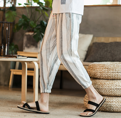Pantalones Casuales Hombre Talla Grande Algodón Lino Estilo Japonés - Image 8