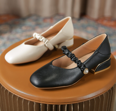 Zapatos Vintage Cuadrados con Tacón Grueso para Mujer - Image 5