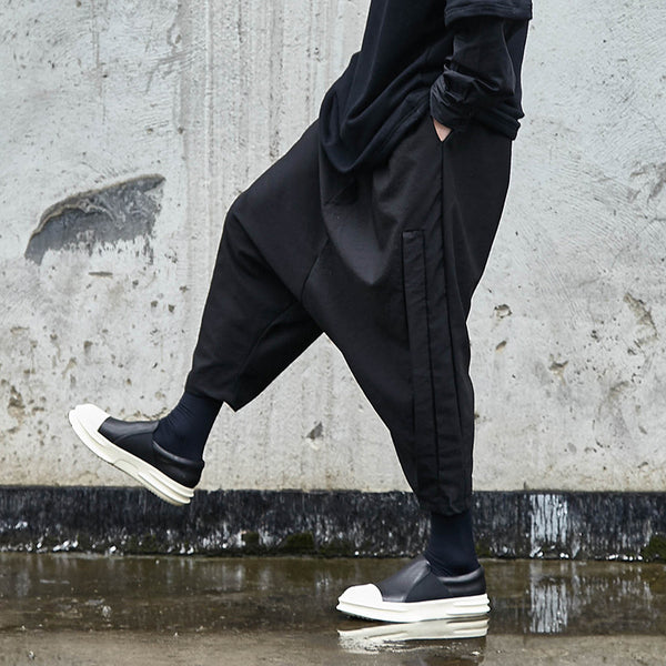 Pantalones Diseñador Tiro Bajo Entallados Negros