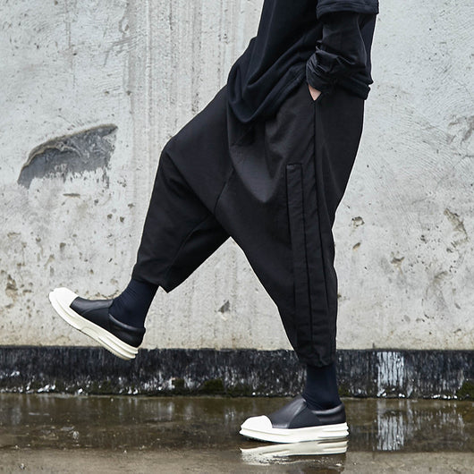 Pantalones Diseñador Tiro Bajo Entallados Negros