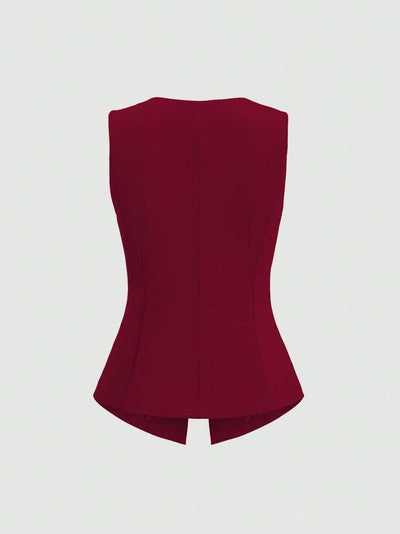 Chaleco Elegante Sin Mangas Cuello Redondo Ajustado a la Cintura - Image 23