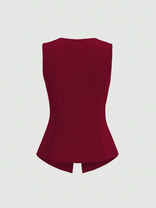 Chaleco Elegante Sin Mangas Cuello Redondo Ajustado a la Cintura - Image 23