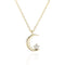Colar De Prata Esterlina 925 Banhado A Ouro 14K Com Estrela E Lua