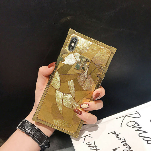 Funda para teléfono cuadrada dorada con brillo - Image 18