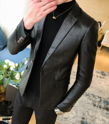 Chaqueta de Cuero Slim Fit Estilo Coreano para Hombre - Image 6