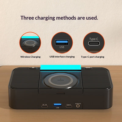 Lámpara Nocturna Inteligente con Carga Inalámbrica y Parlantes Bluetooth Duales - Image 2